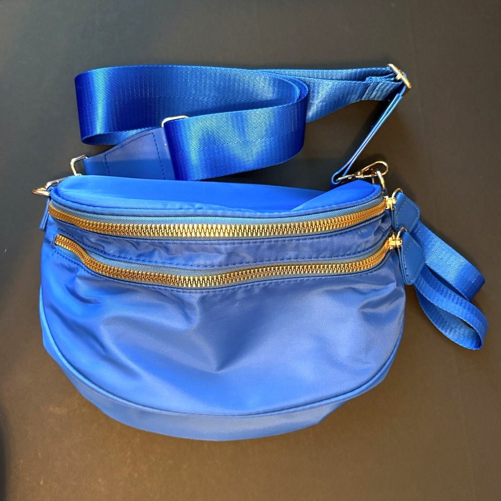 Emmafy GoFree Bum Bag Solid Blue Roomiest Crossbody Adjustable Strap